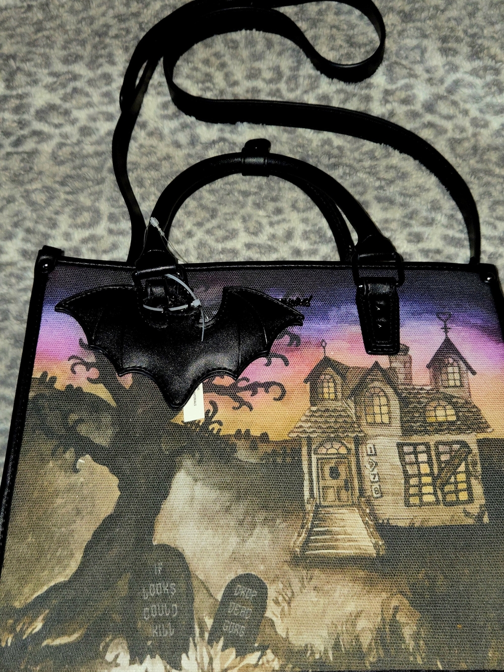 Betsey Johnson Haunted House Satchel in Black and Purple Gradient - Picture 5 of 7